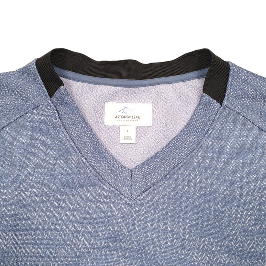 Mens Blue Attack Life Surf Sea Beach Hike Light Sweater V Neck Jumper