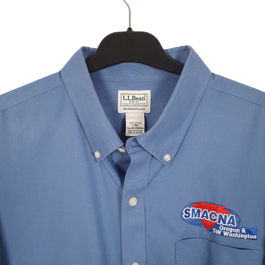 Mens Blue L.L.Bean Traditional Fit Smanca Oregon Washington Long Sleeve Shirt