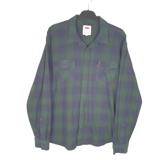 Mens Green Levis Flannel Lumberjack Long Sleeve Shirt