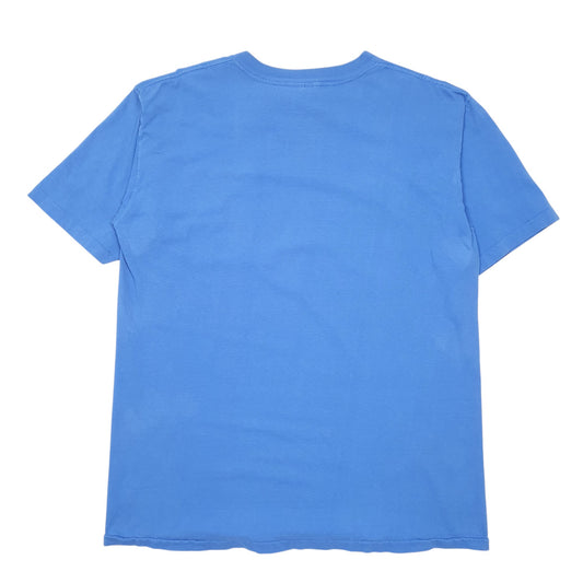 Mens Blue Oneita Single Stitch Vintage 90s Made In USA Dont Worry Be Happy Short Sleeve T Shirt