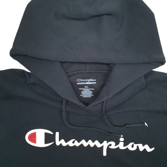 Mens Black Champion Spellout Hoodie Jumper