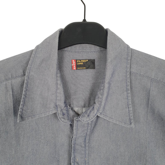 Mens Blue Levis Sta Prest Work Short Sleeve Shirt