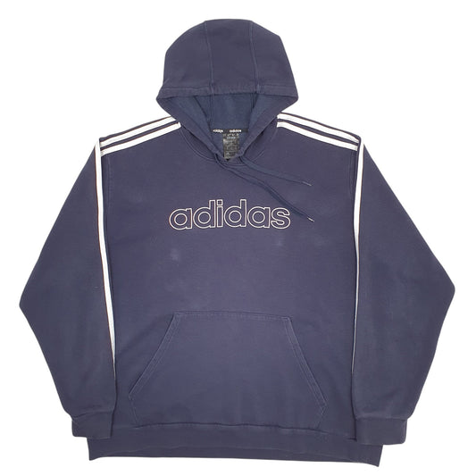 Mens Navy Adidas Spellout Hoodie Jumper