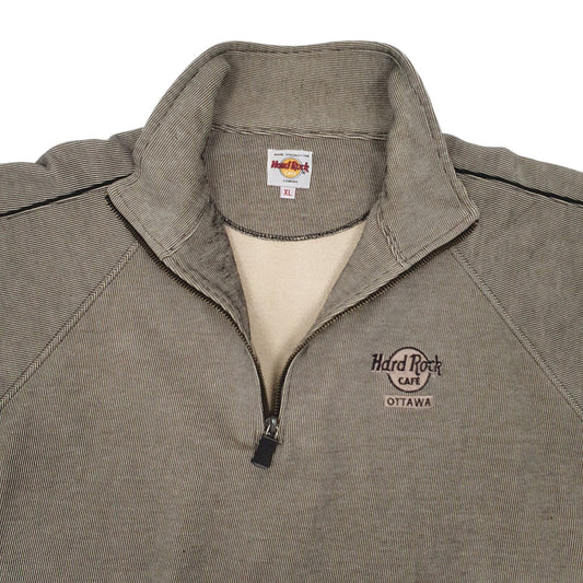 Mens Grey Hard Rock Cafe Vintage 90s Quarter Zip Jumper