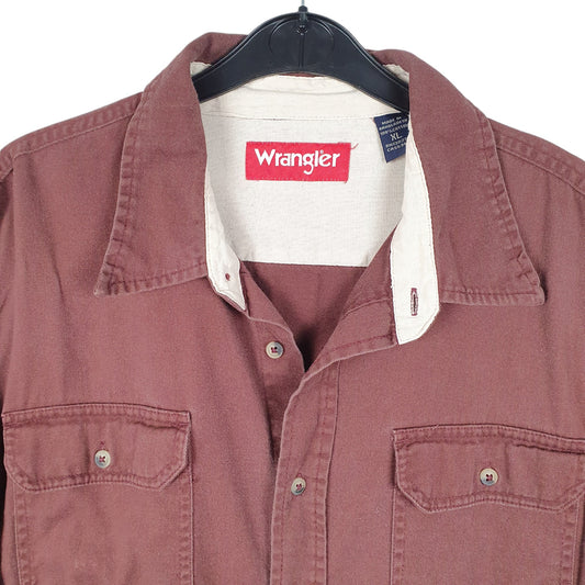 Mens Brown Wrangler Heavy Work Overshirt Long Sleeve Shirt
