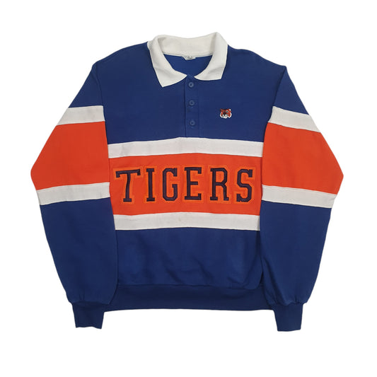 Mens Blue Chalk Line Vintage 80s 90s Made in USA Tigers Crewneck Jumper