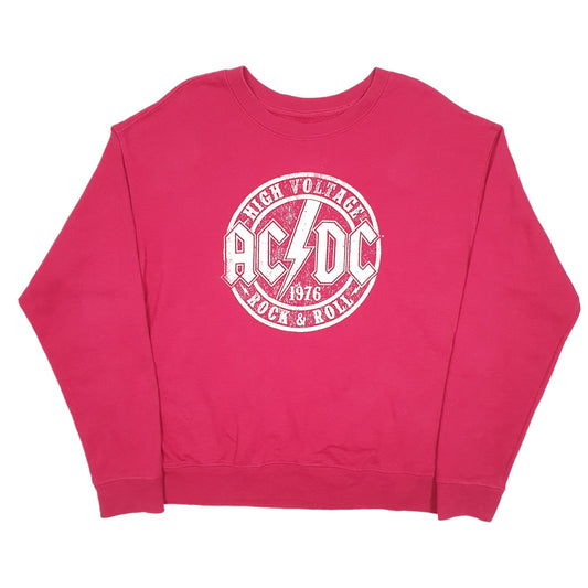 Womens Burgundy ACDC High Voltage Rock & Roll Crewneck Jumper