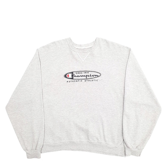 Mens Grey Champion Spellout Crewneck Jumper