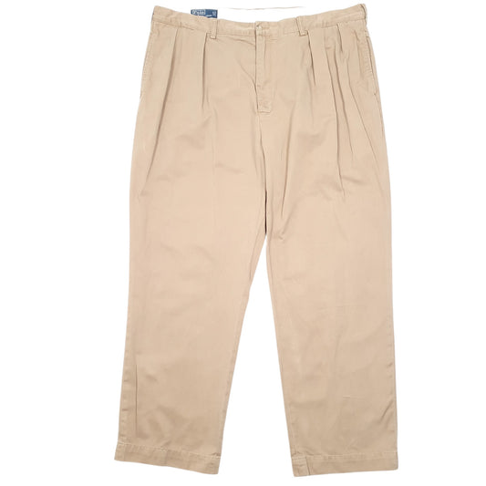 Mens Tan Polo Ralph Lauren Vintage Andrew Pant Double Pleated Chino Trousers