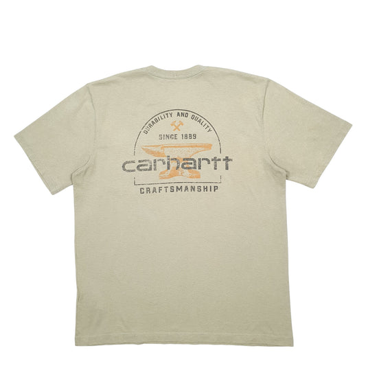 Mens Green Carhartt Spellout Short Sleeve T Shirt