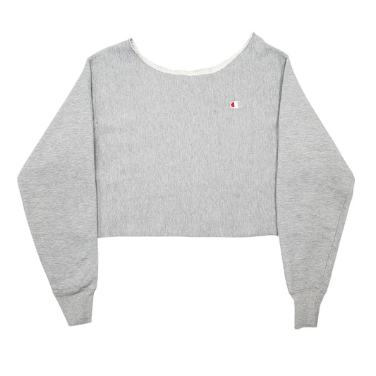 Womens Grey Champion Crop Top Crewneck Jumper