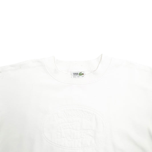 Mens White Lacoste Spellout Crewneck Jumper