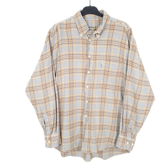 Mens Grey Barbour Winter Check Flannel Overshirt Long Sleeve Shirt