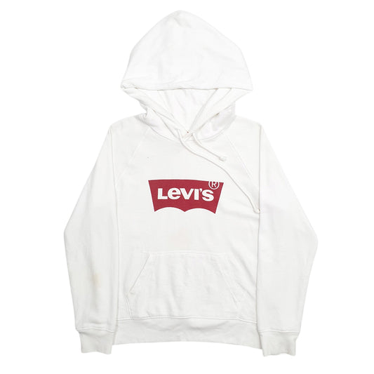 Womens White Levis Spellout Hoodie Jumper