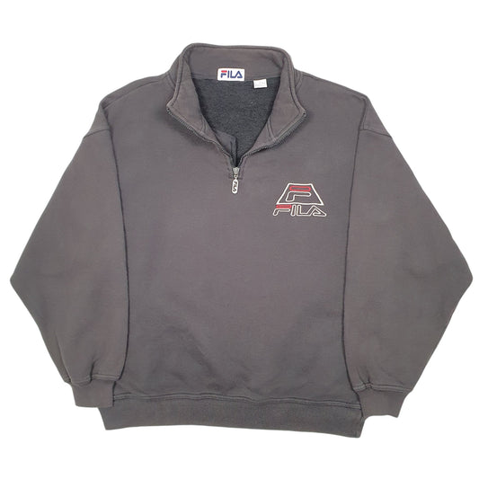 Mens Black Fila Quarter Zip Jumper