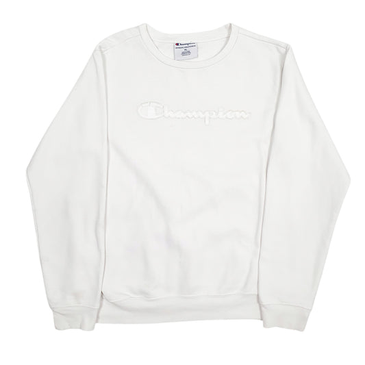 Womens White Champion Crewneck Jumper