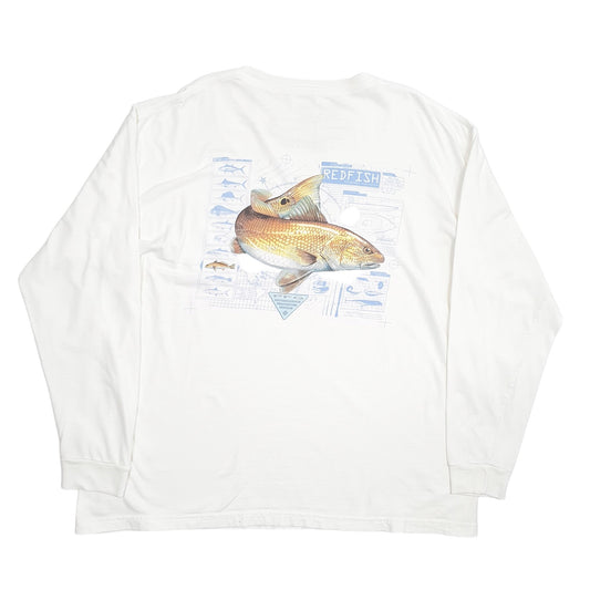 Mens Cream Columbia Sportswear Pocket PFG Fishing Long Sleeve T Shirt