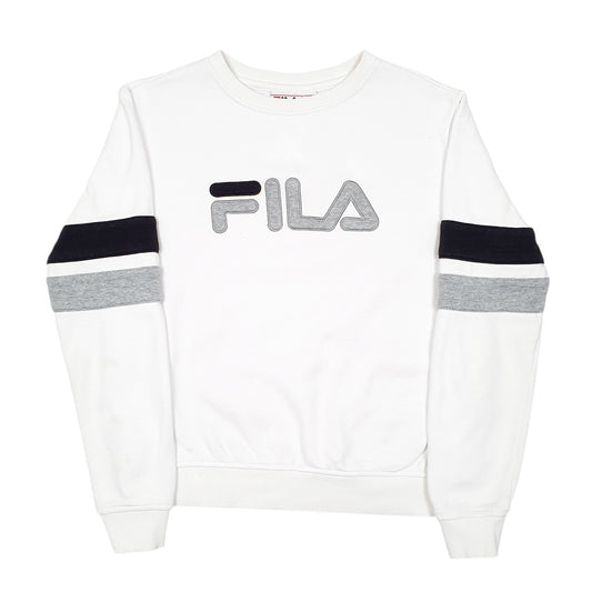 Mens White Fila Spellout Crewneck Jumper