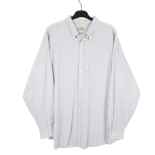 Mens White L.L.Bean Seersucker Long Sleeve Shirt