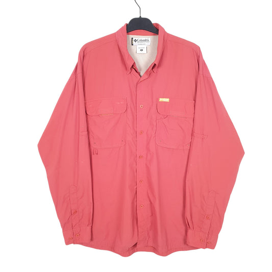 Mens Red Columbia Sportswear Camping Outdoors Hiking GRT Omni Dry Long Sleeve Shirt