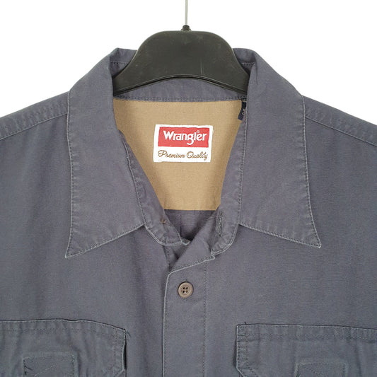 Mens Navy Wrangler Work Long Sleeve Shirt