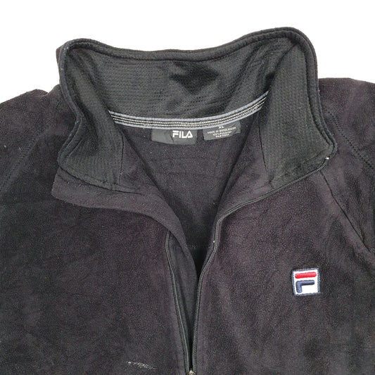 Mens Black Fila Quarter Zip Jumper