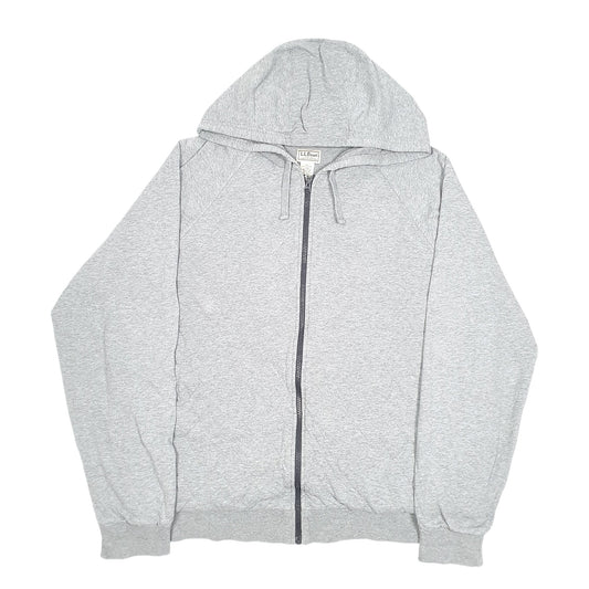 Mens Grey L.L.Bean Hoodie Quilted Thermal Waffle Lined Tall Full Zip Jumper