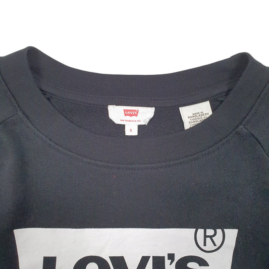 Womens Black Levis Spellout Raglan Crewneck Jumper