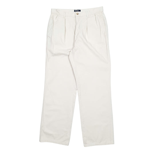 Mens Cream Polo Ralph Lauren Polo Double Pleated Vintage Made In USA Chino Trousers