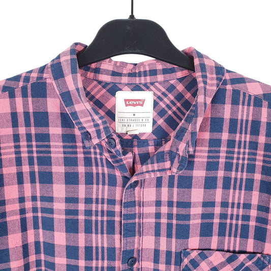 Mens Pink Levis Check Short Sleeve Shirt