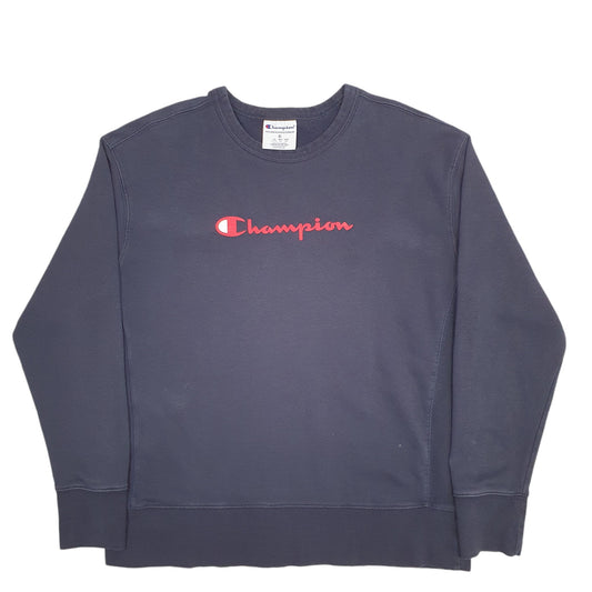 Mens Blue Champion Spellout Crewneck Jumper