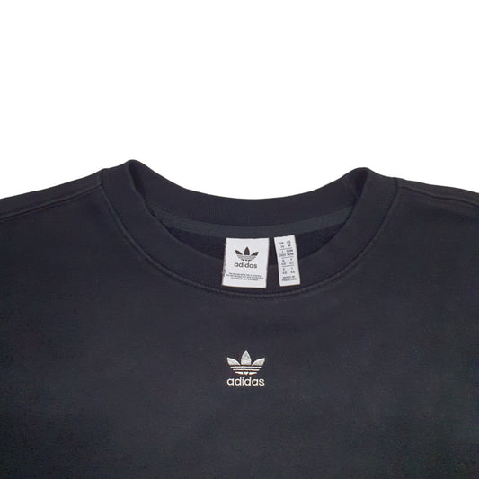 Womens Black Adidas Spellout Crewneck Jumper