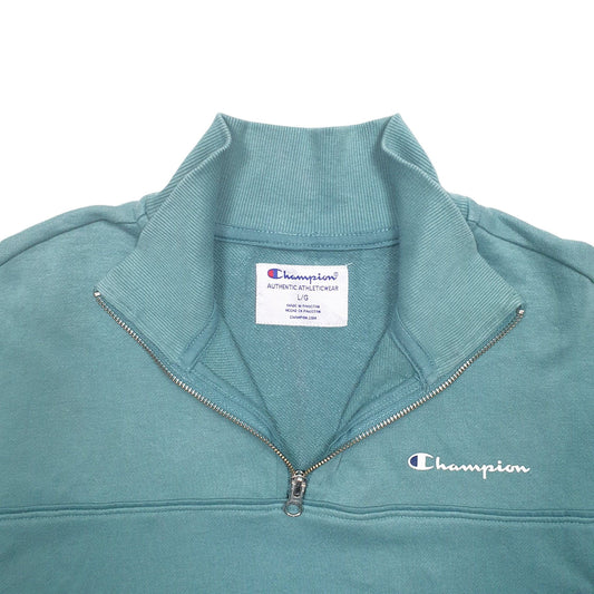 Womens Green Champion Quarter Zip Jumper