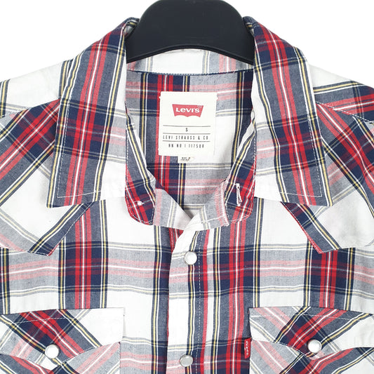 Mens White Levis Western Cowboy Pearl Snap Short Sleeve Shirt