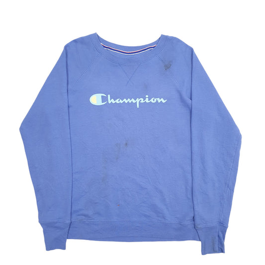 Mens Blue Champion Spellout Crewneck Jumper