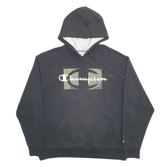Mens Black Champion Spellout Hoodie Jumper