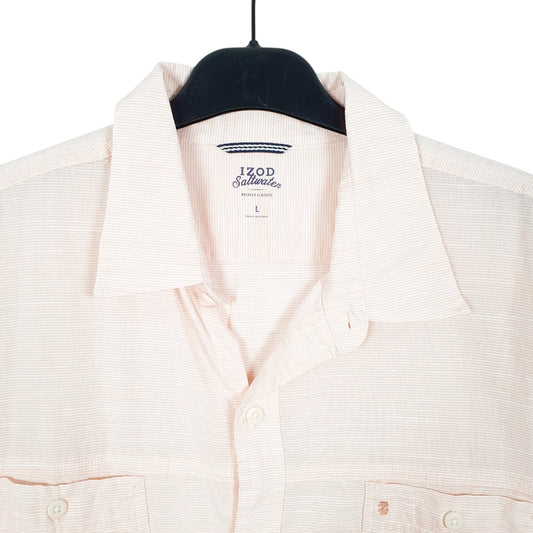 Mens Peach Izod Saltwater Short Sleeve Shirt
