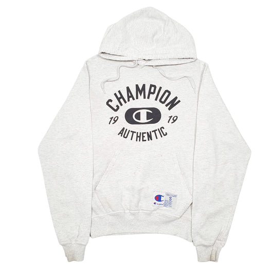 Mens Grey Champion Spellout Hoodie Jumper