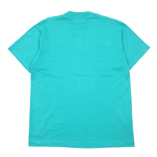 Mens Green Fruit Of The Loom Single Stitch Vintage 90s Made In USA Trinity walk Short Sleeve T Shirt