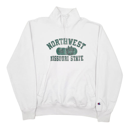 Mens White Champion Quarter Zip Jumper