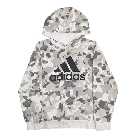 Womens Grey Adidas Camo Spellout Hoodie Jumper