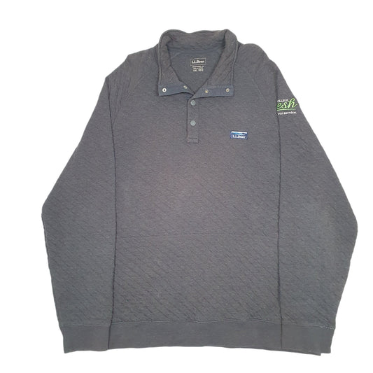 Mens Grey L.L.Bean Snap Quilted College Fresh Quarter Zip Jumper