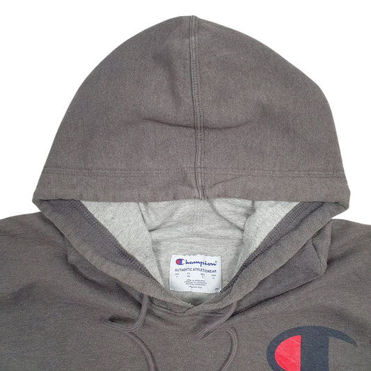 Mens Grey Champion Spellout Hoodie Jumper
