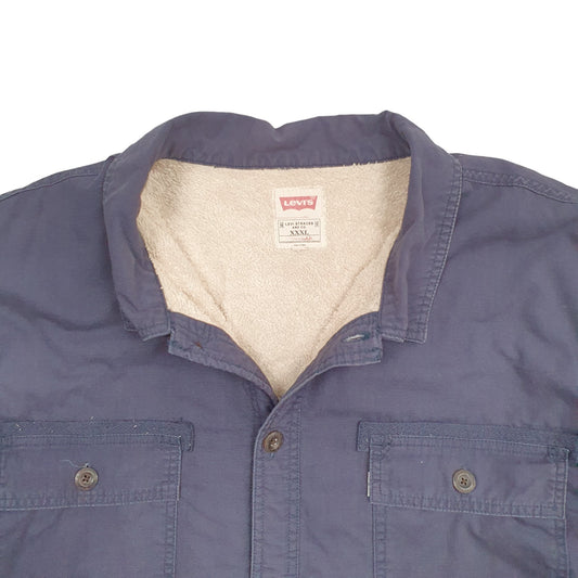 Mens Navy Levis Shacket Overshirt Lined Fleece Long Sleeve Shirt