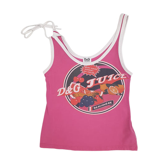 Womens Pink Dolce & Gabbana Vest Beachwear Short Sleeve T Shirt