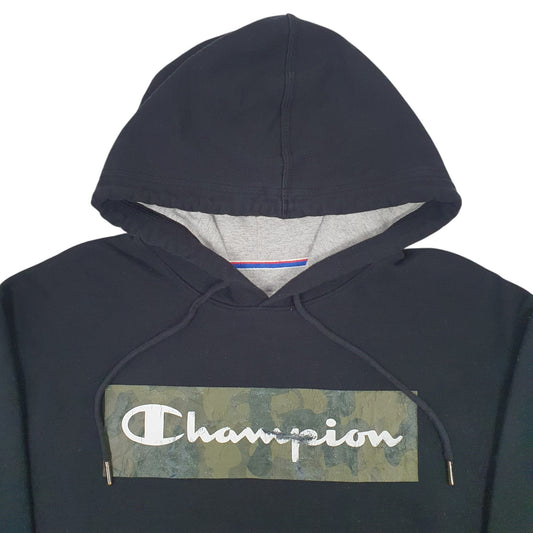 Mens Black Champion Spellout Hoodie Jumper