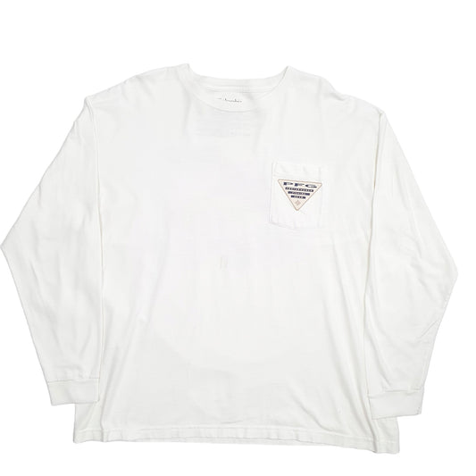 Mens Cream Columbia Sportswear Pocket PFG Fishing Long Sleeve T Shirt