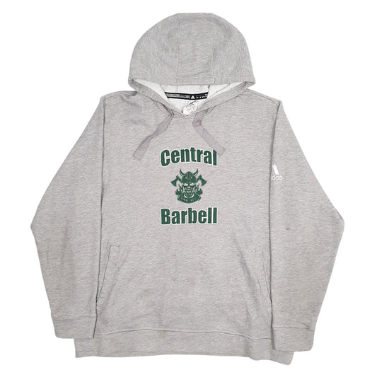Mens Grey Adidas Central Barbell Hoodie Jumper