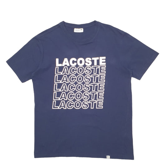 Mens Navy Lacoste Short Sleeve T Shirt