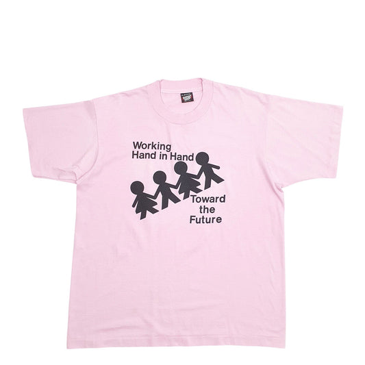 Mens Pink Screen Stars Best Single Stitch Vintage 90s Made In USA Working Hand In Hand Towards A Brighter Future Short Sleeve T Shirt